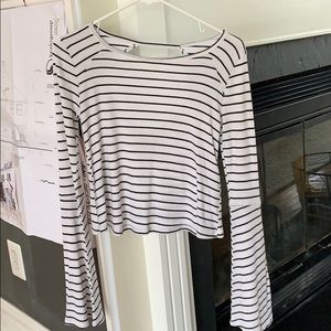 cute striped ribbed long sleeve shirt